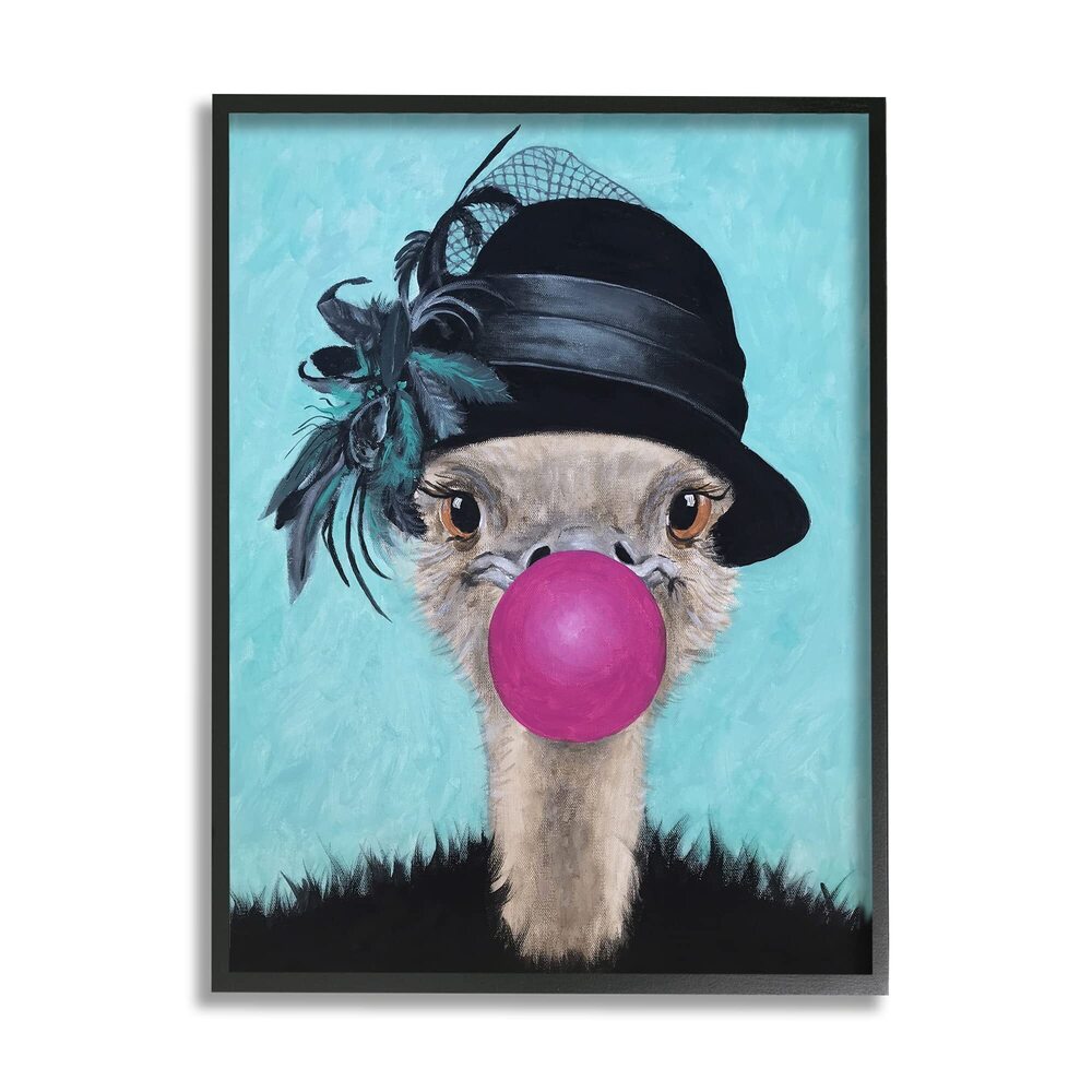 8724 Ostrich Stylish Vintage Black Hat Pink Bubblegum, Design by Coco de